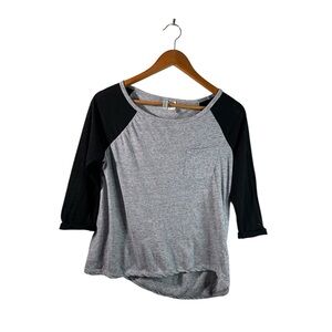 Casual Lagenlook Layering Relaxed Raglan Two Toned H&M Basic Heathery Gray Top S